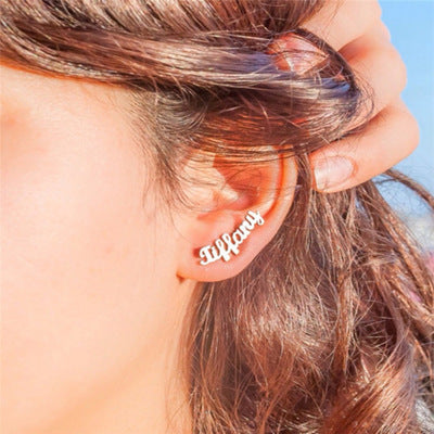 Stainless Steel Name Custom Earrings Personalized Letter Earrings Custom DIY English Name