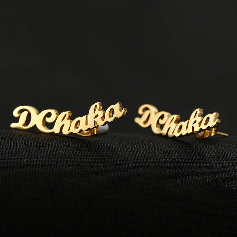 Stainless Steel Name Custom Earrings Personalized Letter Earrings Custom DIY English Name