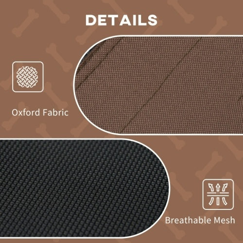 PawHut Raised Dog Bed Waterproof Elevated Pet Cot With Breathable Mesh UV Protection Canopy Brown, For Medium Dogs, 76 X 61 X 73cm