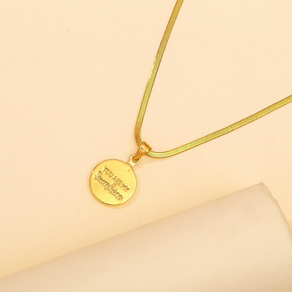 Stainless Steel Real Gold Plated Frosted Butterfly Pendant
