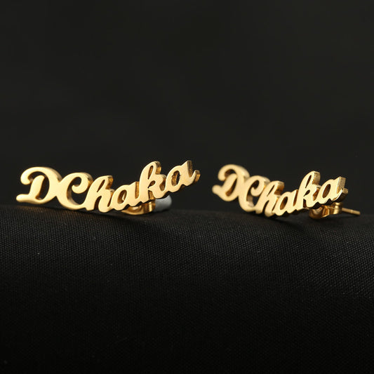 Stainless Steel Name Custom Earrings Personalized Letter Earrings Custom DIY English Name